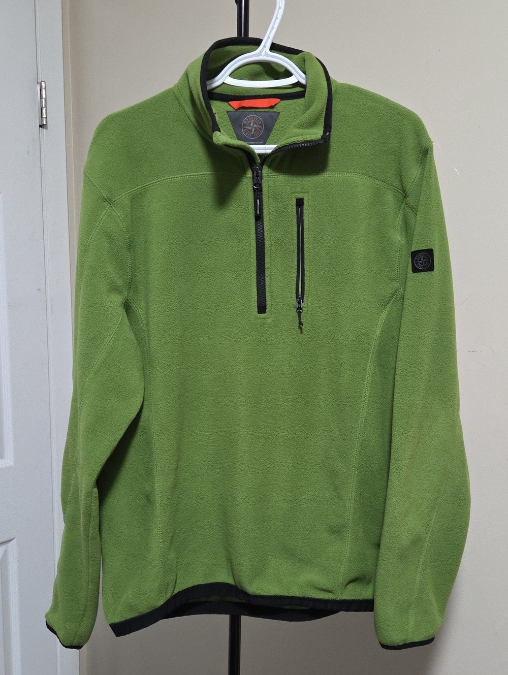 Mondetta Green Quarter-Zip Fleece Pullover with Black Trim